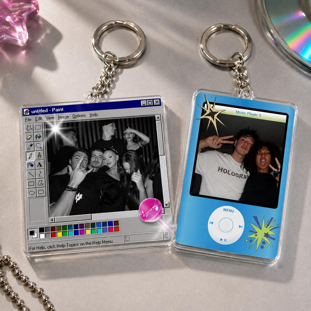 Personalized Photo Keychain, Custom Acrylic Keychain, Y2K Retro Keychain, Custom Photo Gift, iPod Style Keychain, Paint Style Keychain