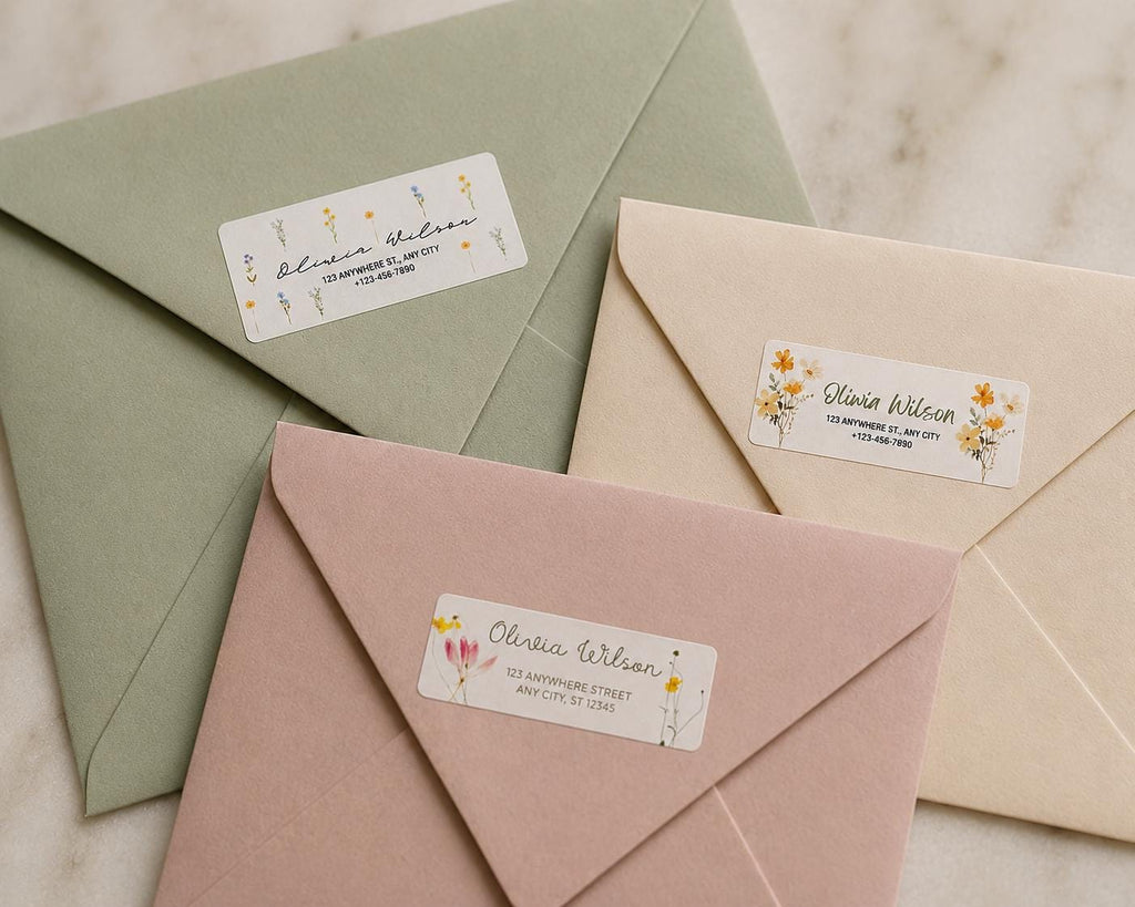 Personalized Return Address Labels, Custom Floral Address Stickers, Envelope Labels, Wedding & Thank You Mail, 27 Per Sheet
