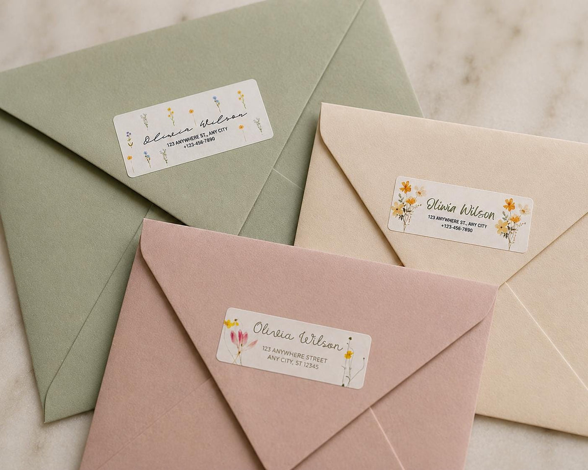 Personalized Return Address Labels, Custom Floral Address Stickers, Envelope Labels, Wedding & Thank You Mail, 27 Per Sheet