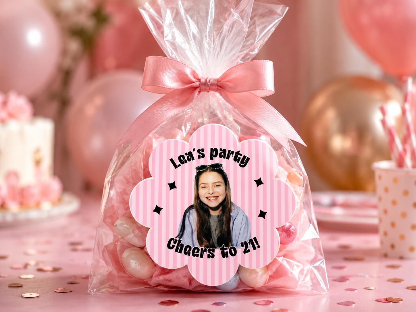 Personalized Birthday Stickers, Custom Photo Stickers, Birthday Cup Stickers, Custom Party Favor Labels, Custom Birthday Stickers