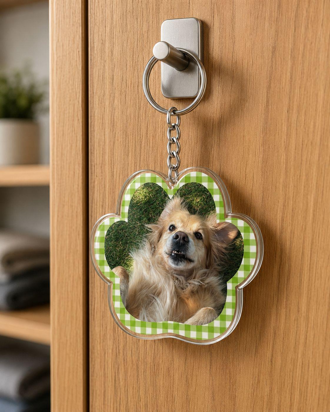 Custom Pet Photo Keychain, Personalized Acrylic Paw Keychain, Dog Mom Gift, Pet Memorial Gift, Photo Keychain, 2 or 3 Inch