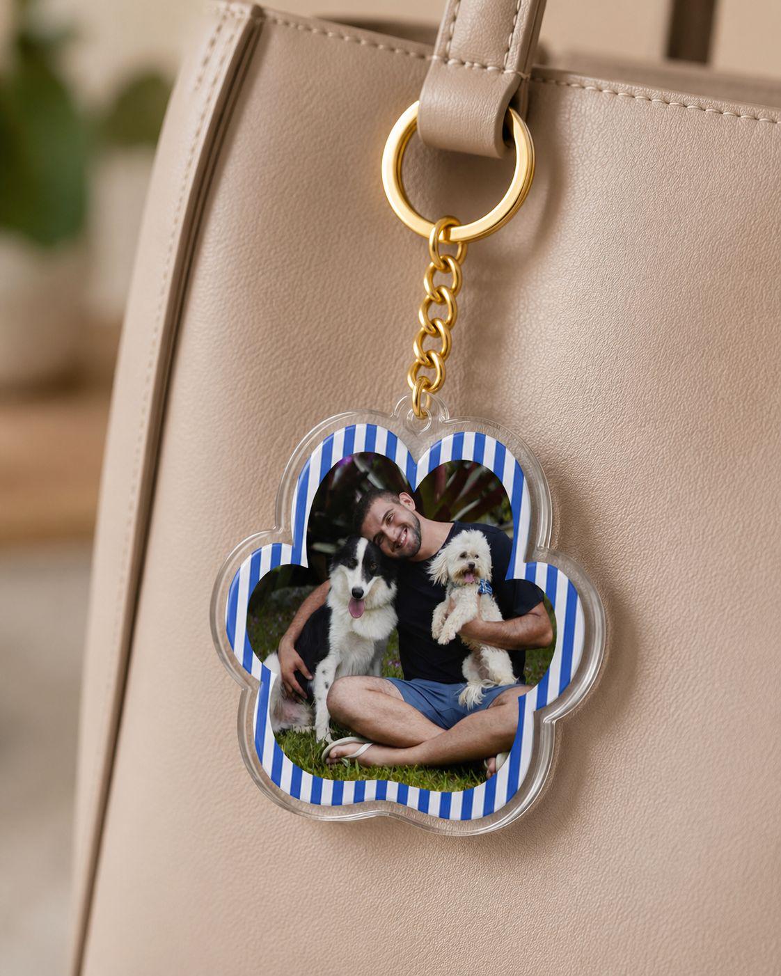 Custom Pet Photo Keychain, Personalized Acrylic Paw Keychain, Dog Mom Gift, Pet Memorial Gift, Photo Keychain, 2 or 3 Inch
