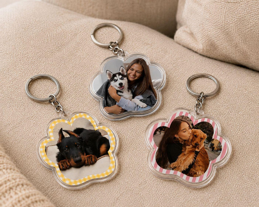 Custom Pet Photo Keychain, Personalized Acrylic Paw Keychain, Dog Mom Gift, Pet Memorial Gift, Photo Keychain, 2 or 3 Inch