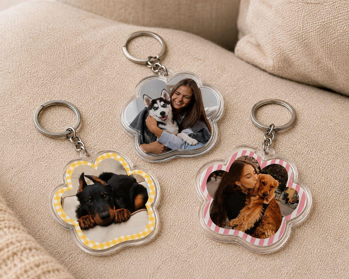 Custom Pet Photo Keychain, Personalized Acrylic Paw Keychain, Dog Mom Gift, Pet Memorial Gift, Photo Keychain, 2 or 3 Inch