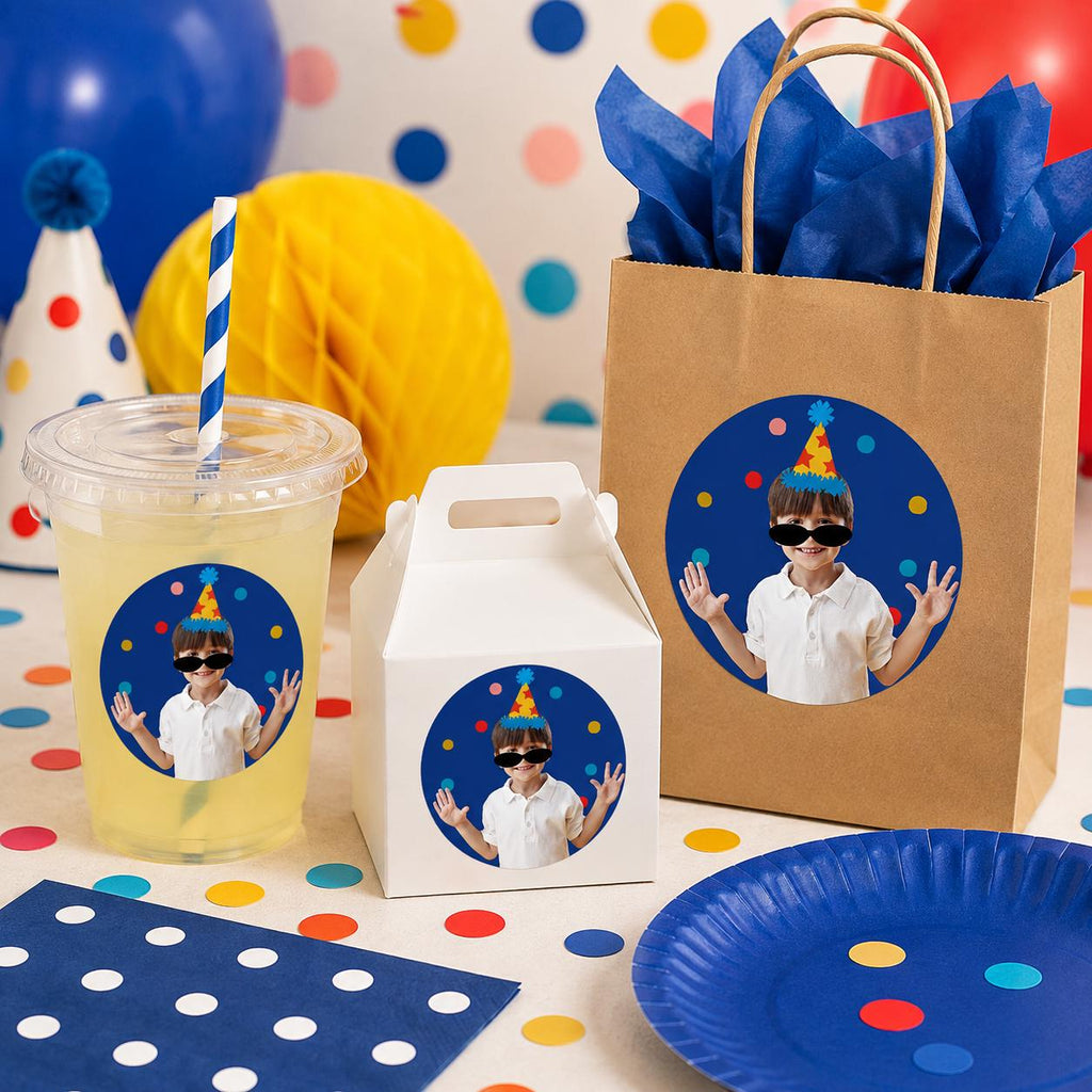 Personalized Birthday Photo Stickers, Custom Face Birthday Stickers, Party Favor Stickers, Cup Stickers, Custom Birthday Labels