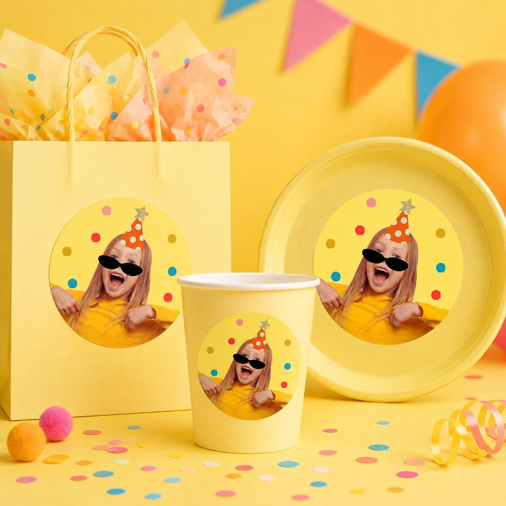 Personalized Birthday Photo Stickers, Custom Face Birthday Stickers, Party Favor Stickers, Cup Stickers, Custom Birthday Labels