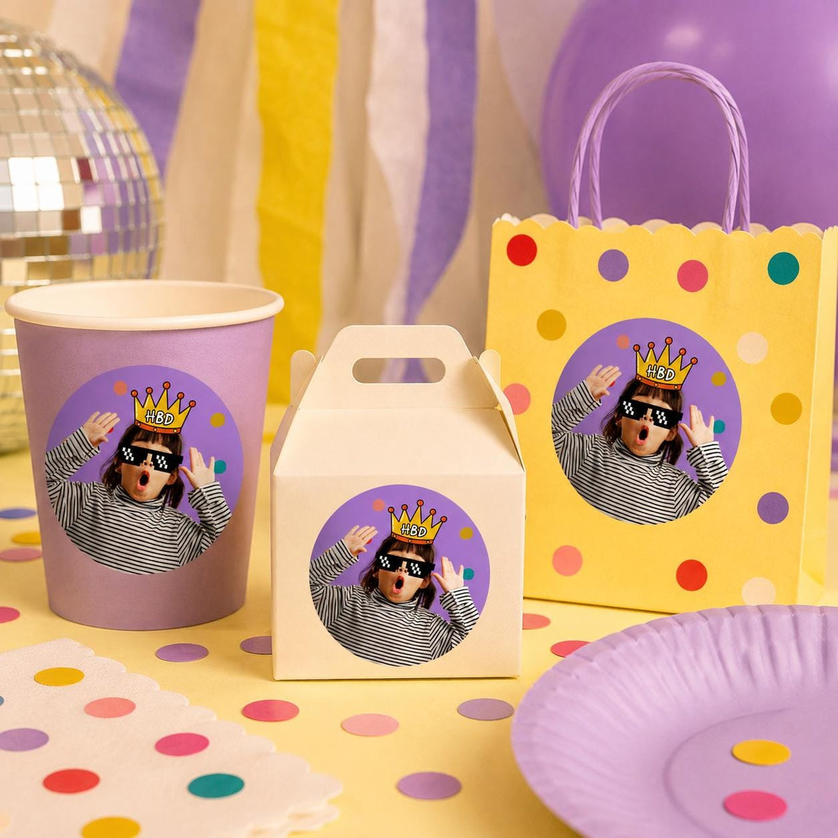 Personalized Birthday Photo Stickers, Custom Face Birthday Stickers, Party Favor Stickers, Cup Stickers, Custom Birthday Labels