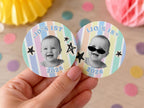 Personalized First Birthday Photo Stickers, Custom Baby Face Stickers, 1st Birthday Party Favor Stickers, Custom Cup Stickers