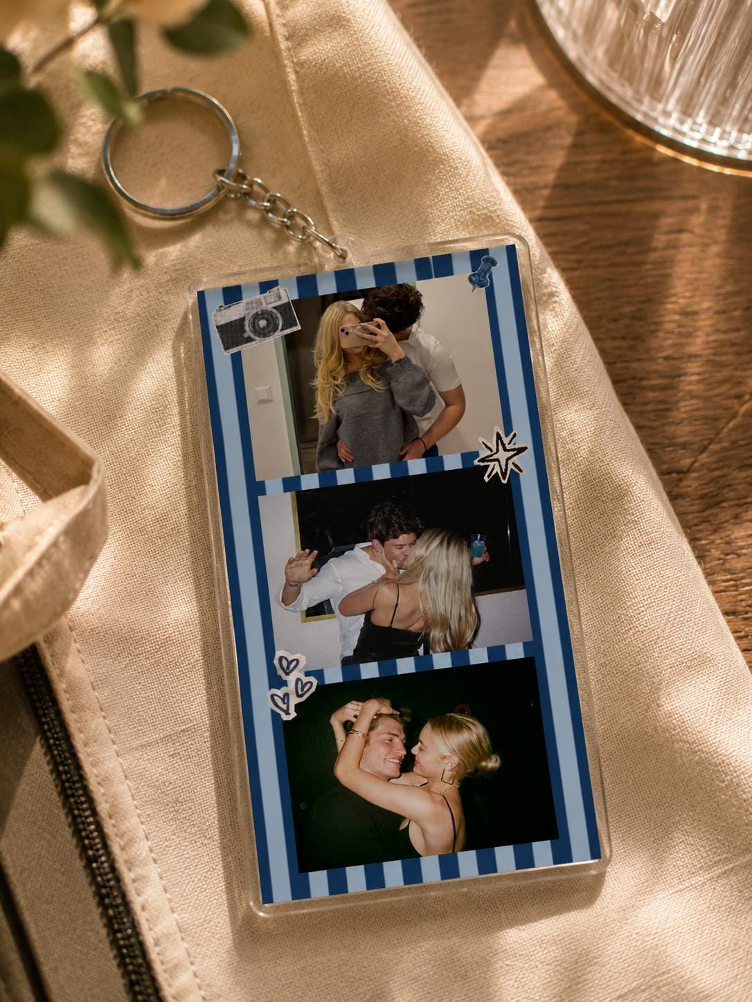 Personalized Photo Keychain, Custom Picture Keychain, 3 Photo Acrylic Keychain, Couple Gift, Best Friend Gift, Custom Photo Gift