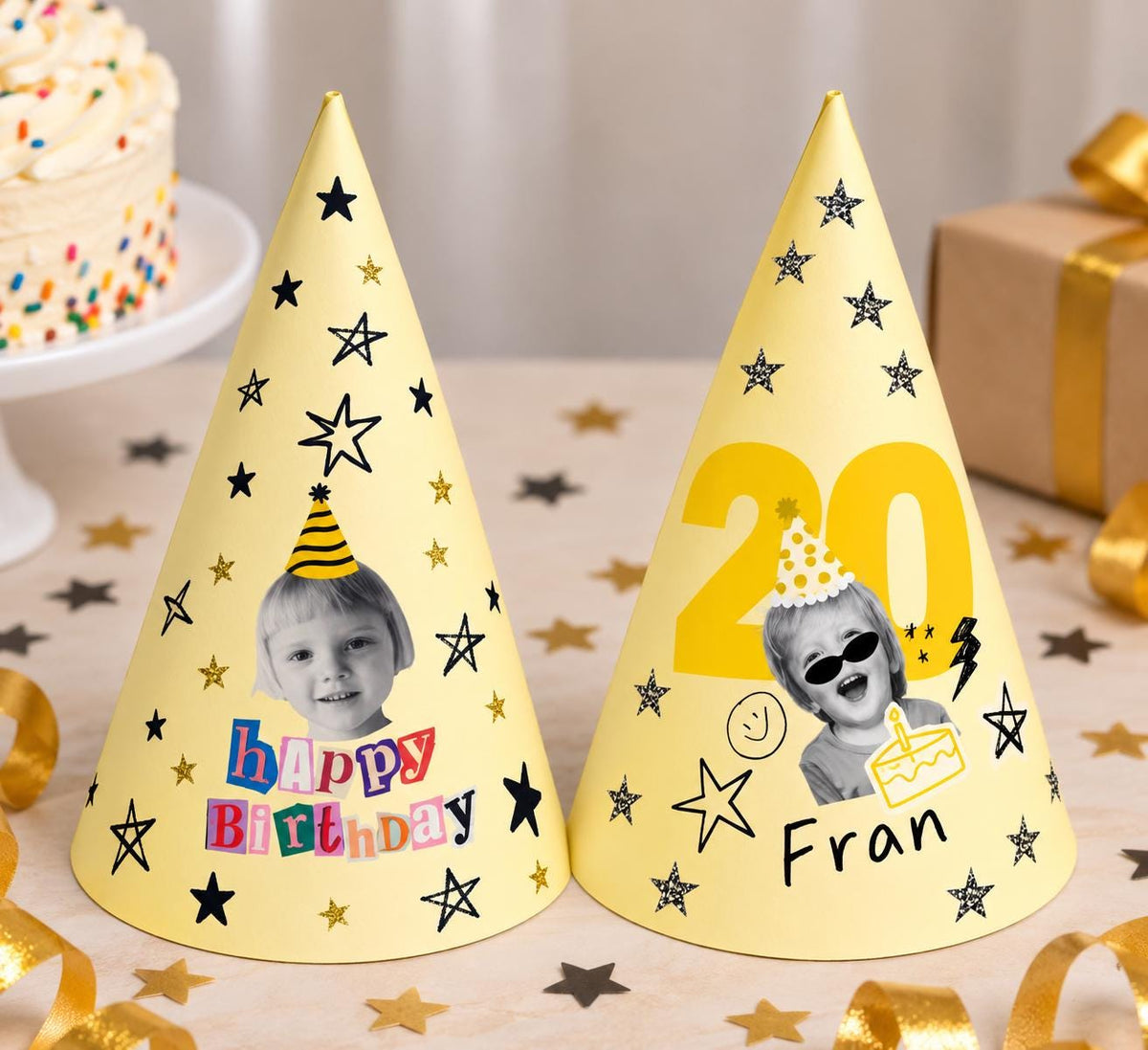 Personalized Photo Birthday Party Hats, Custom Face Party Hat, Age and Name Birthday Hat, Kids & Adult Party Hats, Custom Birthday Decor