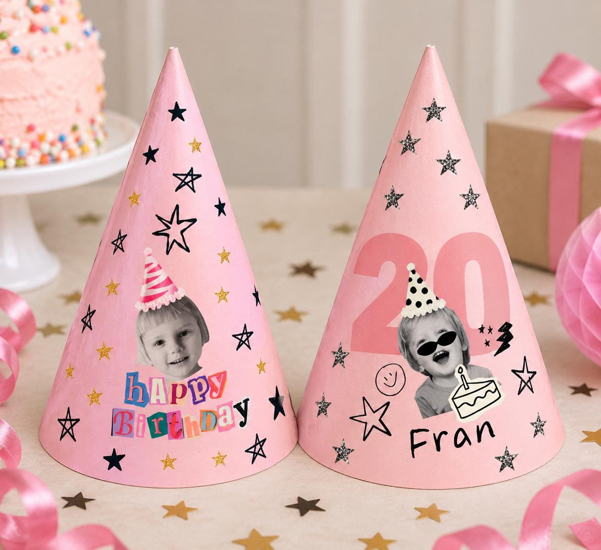 Personalized Photo Birthday Party Hats, Custom Face Party Hat, Age and Name Birthday Hat, Kids & Adult Party Hats, Custom Birthday Decor