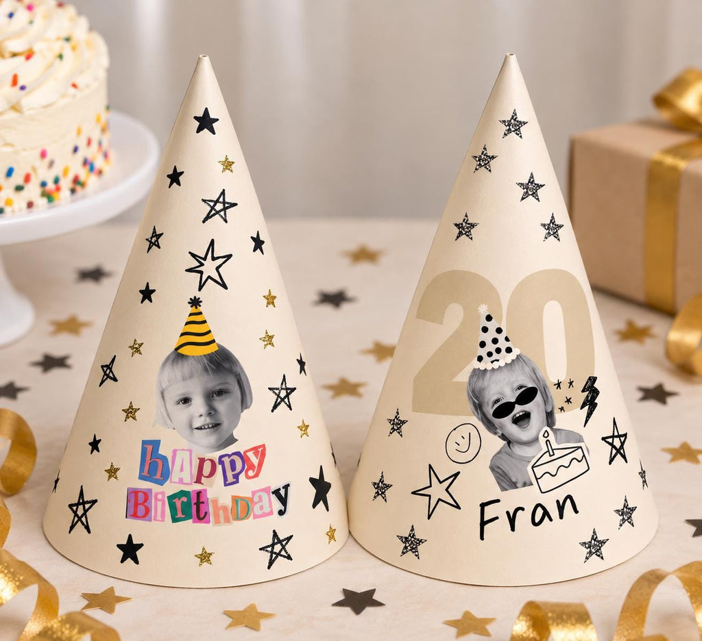 Personalized Photo Birthday Party Hats, Custom Face Party Hat, Age and Name Birthday Hat, Kids & Adult Party Hats, Custom Birthday Decor