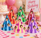 Personalized Photo Birthday Party Hats, Custom Face Party Hat, Age Birthday Hat, Striped Party Hats, Kids Adult Birthday Decor