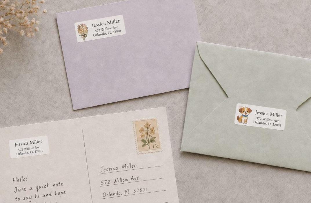 Personalized Return Address Labels, Custom Address Stickers, Mailing Labels for Envelopes, Custom Name Address Labels, 27 Stickers