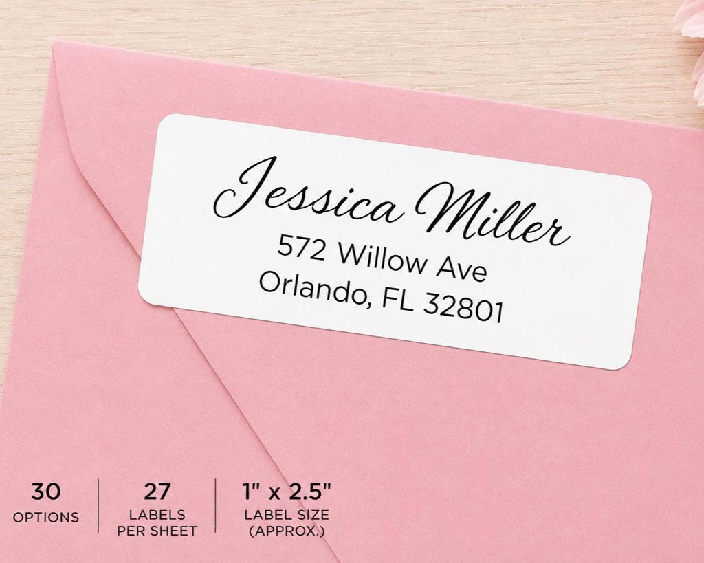 Personalized Return Address Labels, Custom Address Stickers, Mailing Labels for Envelopes, Custom Name Address Labels, 27 Stickers