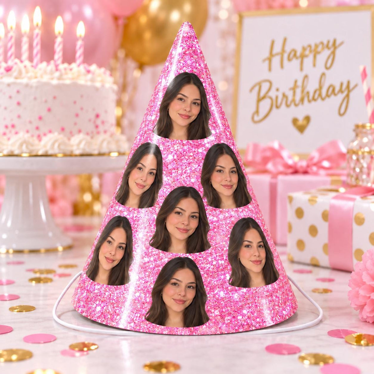 Personalized Glitter Photo Party Hats, Custom Face Birthday Hat, Funny Birthday Party Hat, Custom Photo Party Decor, Birthday Favor
