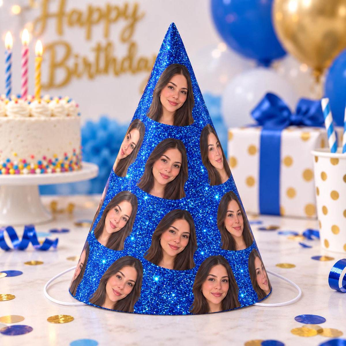 Personalized Glitter Photo Party Hats, Custom Face Birthday Hat, Funny Birthday Party Hat, Custom Photo Party Decor, Birthday Favor