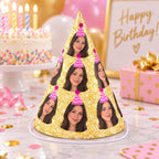 Personalized Glitter Photo Party Hats, Custom Face Birthday Hat, Funny Birthday Party Hat, Custom Photo Party Decor, Birthday Favor