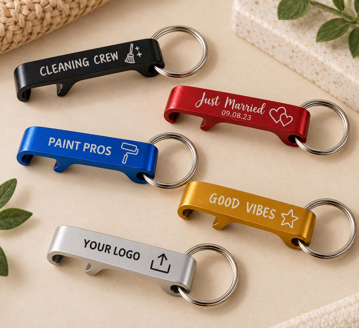 Personalized Bottle Opener Keychains, Custom Laser Engraved Logo Keychain, Aluminum Can Opener, Wedding Favor, Business Promotional Gift