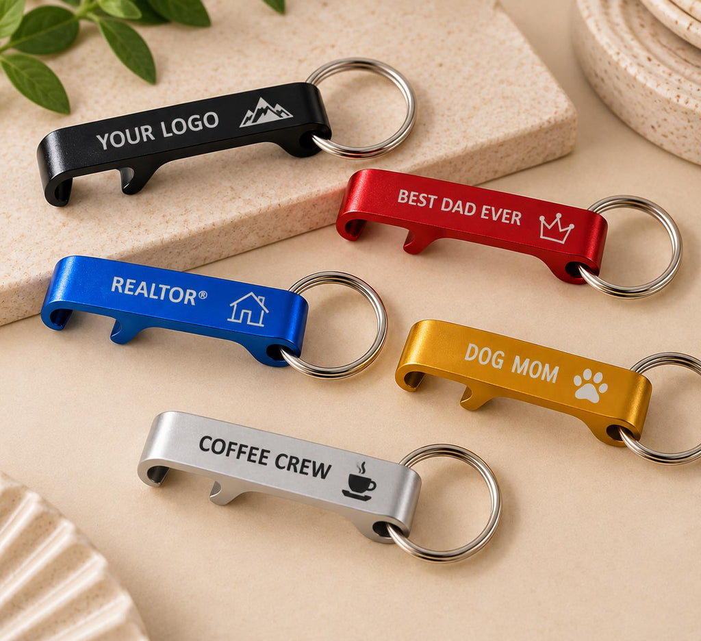Personalized Bottle Opener Keychains, Custom Laser Engraved Logo Keychain, Aluminum Can Opener, Wedding Favor, Business Promotional Gift