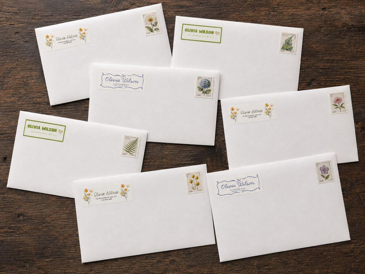 Personalized Return Address Labels, Custom Floral Address Stickers, Envelope Labels, Wedding & Thank You Mail, 27 Per Sheet