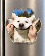 Custom Pet Photo Magnet, Personalized Dog Magnet, Paw Shaped Fridge Magnet, Custom Pet Picture Gift, Dog Mom Gift, Pet Memorial Gift