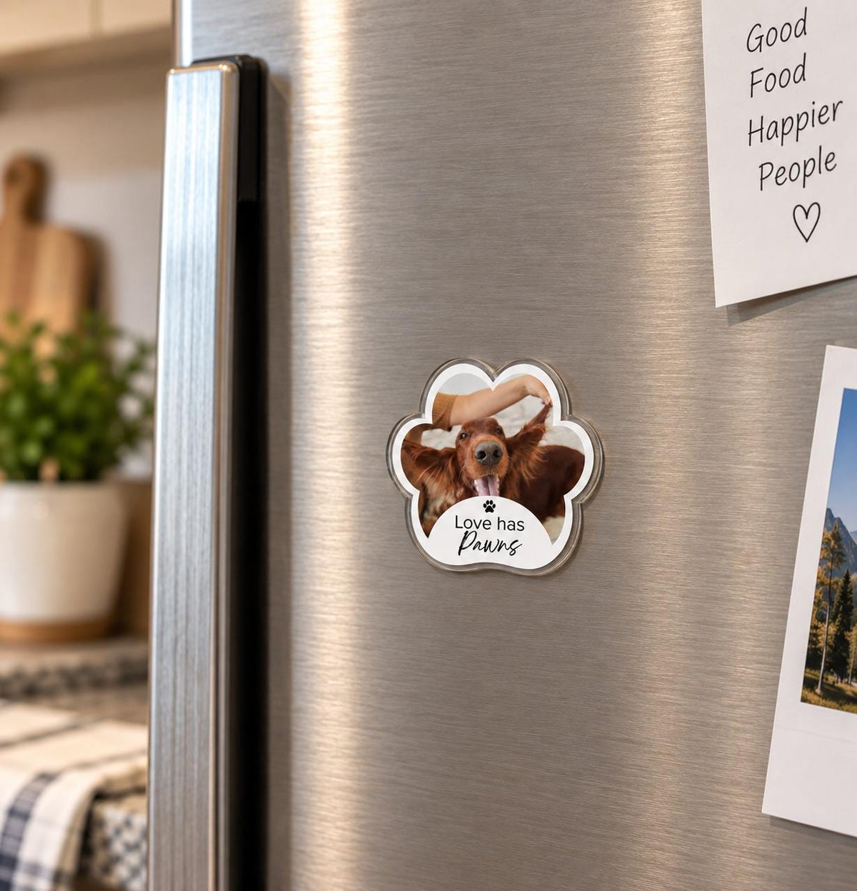 Custom Pet Photo Magnet, Personalized Dog Magnet, Paw Shaped Fridge Magnet, Custom Pet Picture Gift, Dog Mom Gift, Pet Memorial Gift