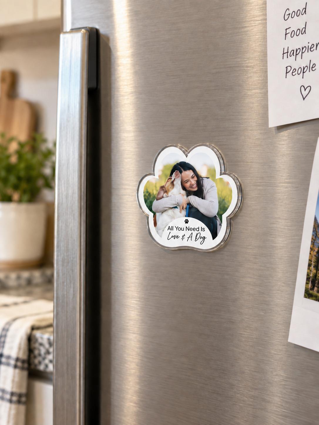 Custom Pet Photo Magnet, Personalized Dog Magnet, Paw Shaped Fridge Magnet, Custom Pet Picture Gift, Dog Mom Gift, Pet Memorial Gift
