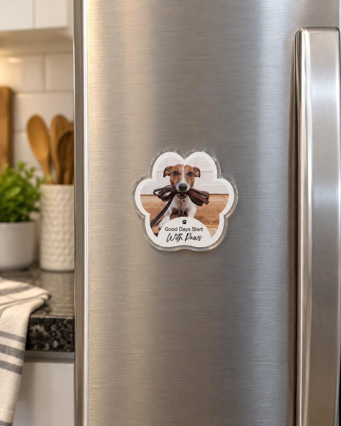 Custom Pet Photo Magnet, Personalized Dog Magnet, Paw Shaped Fridge Magnet, Custom Pet Picture Gift, Dog Mom Gift, Pet Memorial Gift