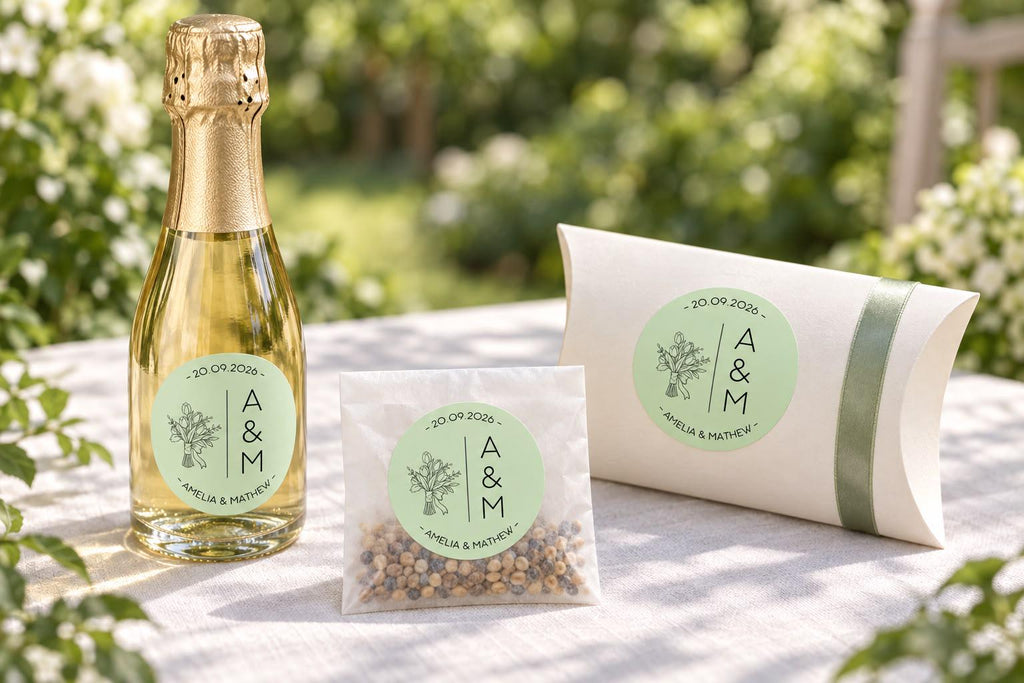Personalized Wedding Stickers, Custom Wedding Favor Labels, Round Wedding Stickers, Initials & Date Favor Seals, 2 3 4 5 Inch