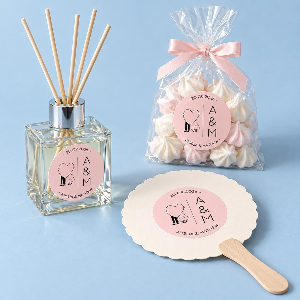 Personalized Wedding Stickers, Custom Wedding Favor Labels, Round Wedding Stickers, Initials & Date Favor Seals, 2 3 4 5 Inch
