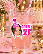 Custom Face Birthday Stickers, Personalized Photo Stickers, Birthday Party Favor Labels, Custom Age & Name Stickers, Die Cut Face Stickers