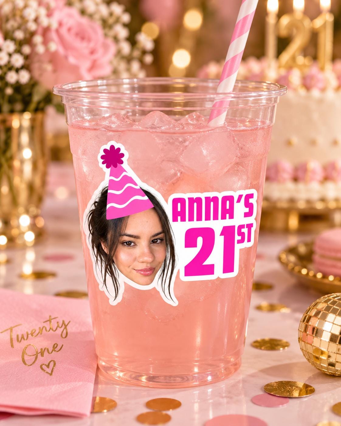 Custom Face Birthday Stickers, Personalized Photo Stickers, Birthday Party Favor Labels, Custom Age & Name Stickers, Die Cut Face Stickers