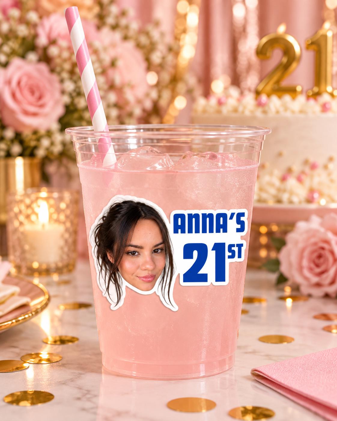 Custom Face Birthday Stickers, Personalized Photo Stickers, Birthday Party Favor Labels, Custom Age & Name Stickers, Die Cut Face Stickers