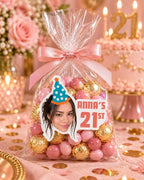 Custom Face Birthday Stickers, Personalized Photo Stickers, Birthday Party Favor Labels, Custom Age & Name Stickers, Die Cut Face Stickers