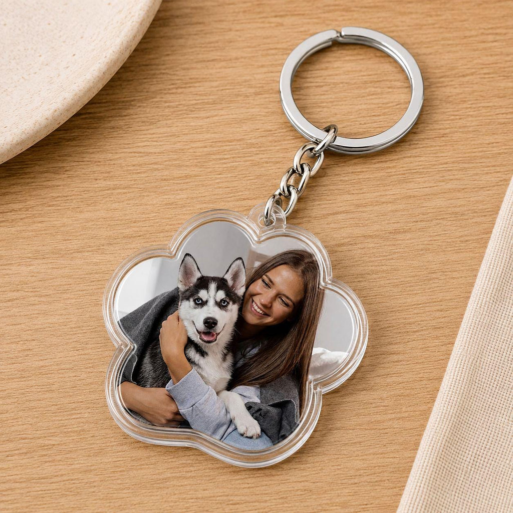 Custom Pet Photo Keychain, Personalized Acrylic Paw Keychain, Dog Mom Gift, Pet Memorial Gift, Photo Keychain, 2 or 3 Inch