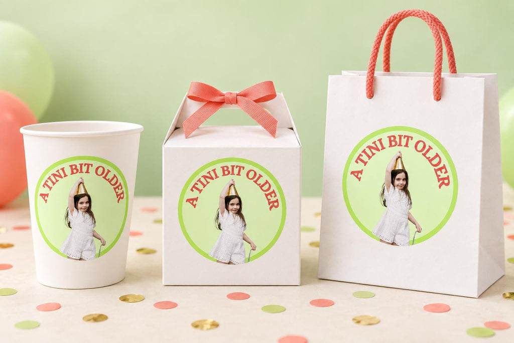 Custom Birthday Photo Stickers, Personalized Birthday Stickers, Photo Party Labels, Custom Age Stickers, Birthday Favor Stickers