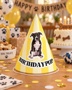 Custom Dog Birthday Party Hats, Personalized Barkday Hat with Pet Photo, Puppy Birthday Party Hat, Dog Theme Birthday Decor