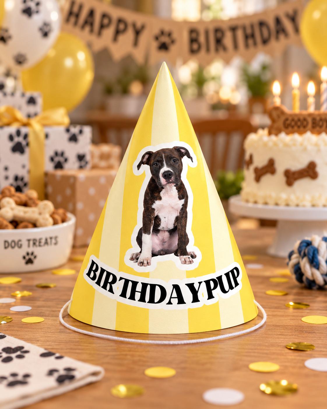 Custom Dog Birthday Party Hats, Personalized Barkday Hat with Pet Photo, Puppy Birthday Party Hat, Dog Theme Birthday Decor