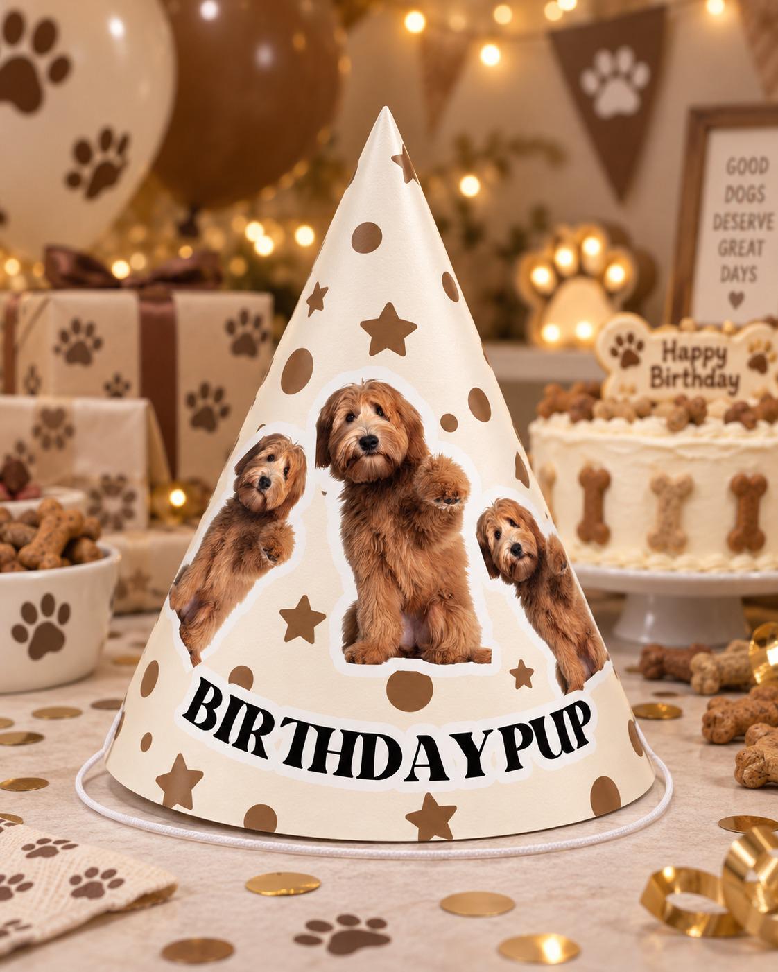 Custom Dog Birthday Party Hats, Personalized Barkday Hat with Pet Photo, Puppy Birthday Party Hat, Dog Theme Birthday Decor