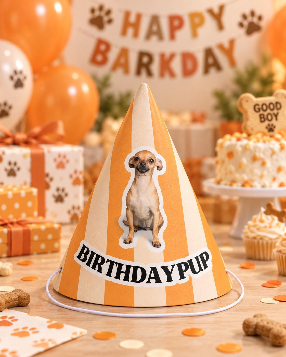Custom Dog Birthday Party Hats, Personalized Barkday Hat with Pet Photo, Puppy Birthday Party Hat, Dog Theme Birthday Decor