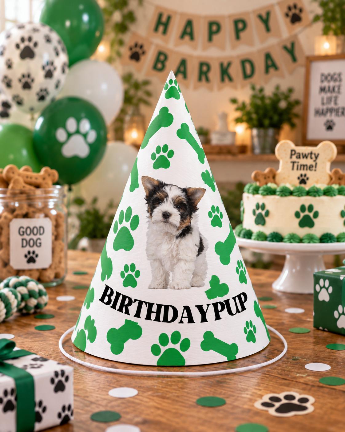 Custom Dog Birthday Party Hats, Personalized Barkday Hat with Pet Photo, Puppy Birthday Party Hat, Dog Theme Birthday Decor