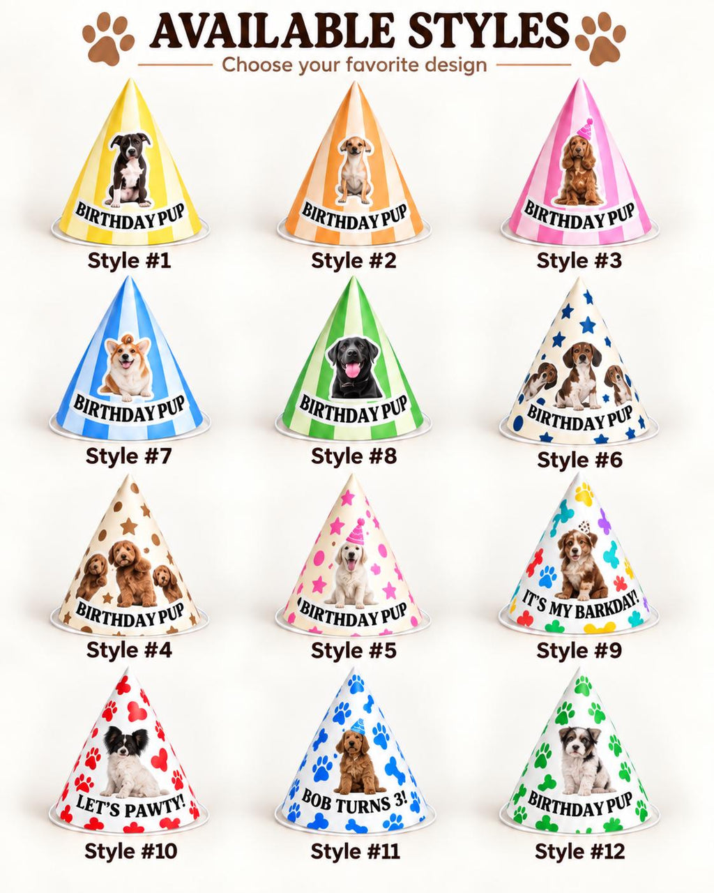 Custom Dog Birthday Party Hats, Personalized Barkday Hat with Pet Photo, Puppy Birthday Party Hat, Dog Theme Birthday Decor