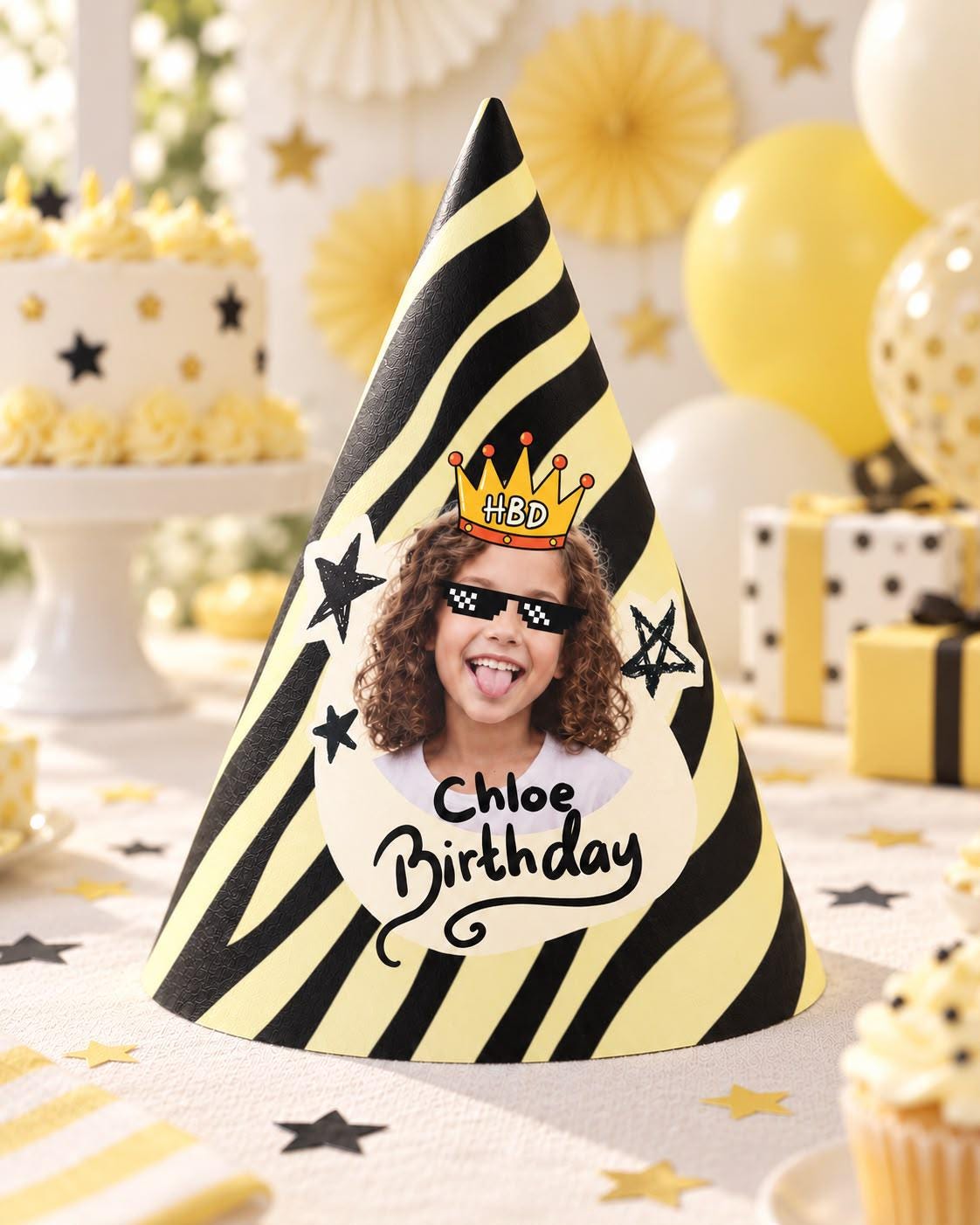 Personalized Photo Birthday Party Hat, Custom Face Cone Hat, Kids Birthday Hat, Photo Party Hat, Custom Birthday Decor