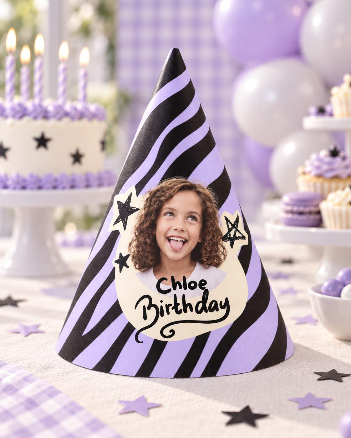 Personalized Photo Birthday Party Hat, Custom Face Cone Hat, Kids Birthday Hat, Photo Party Hat, Custom Birthday Decor