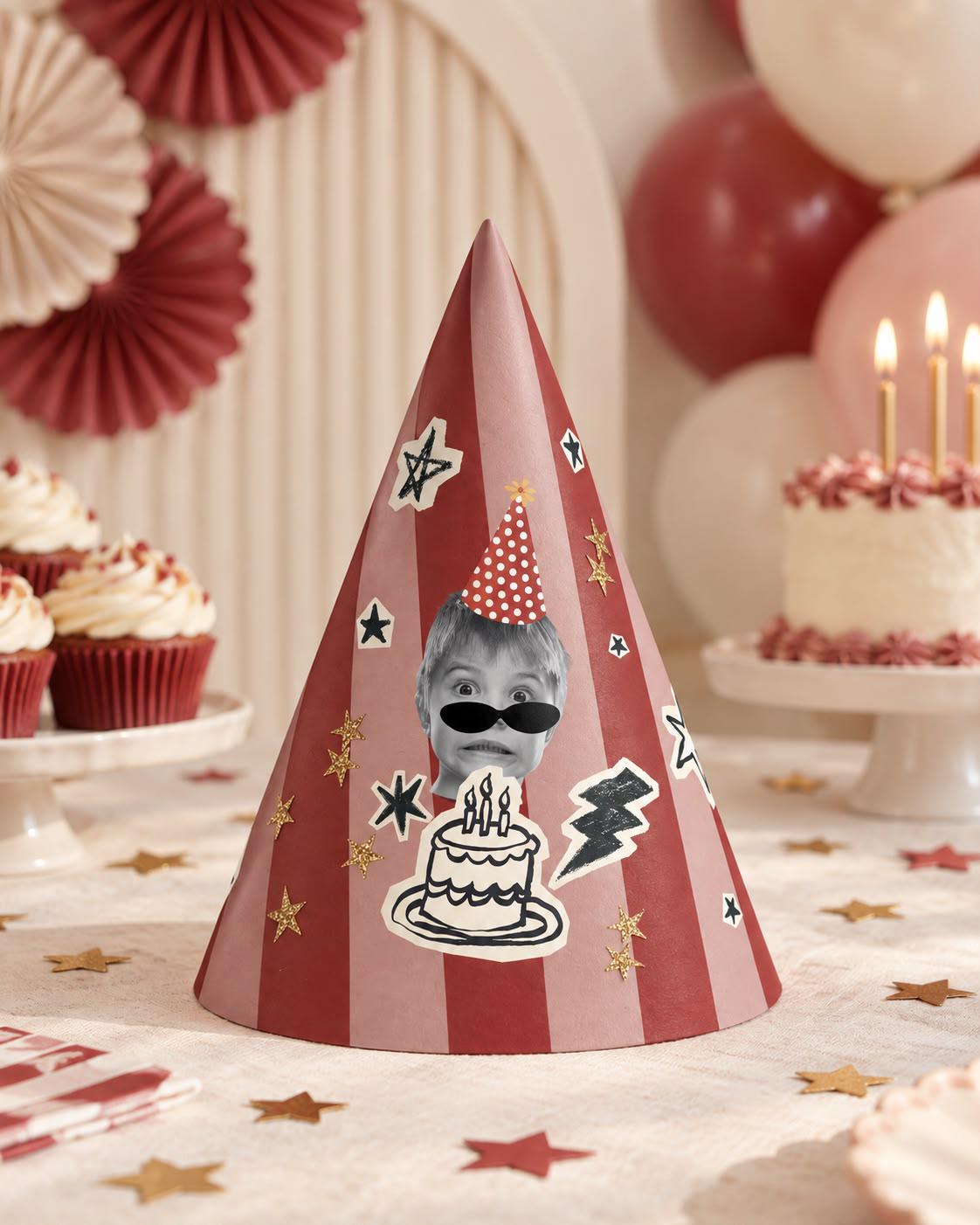 Personalized Photo Birthday Party Hat, Custom Face Cone Hat, Funny Birthday Hat, Custom Photo Party Favor, Birthday Party Decor