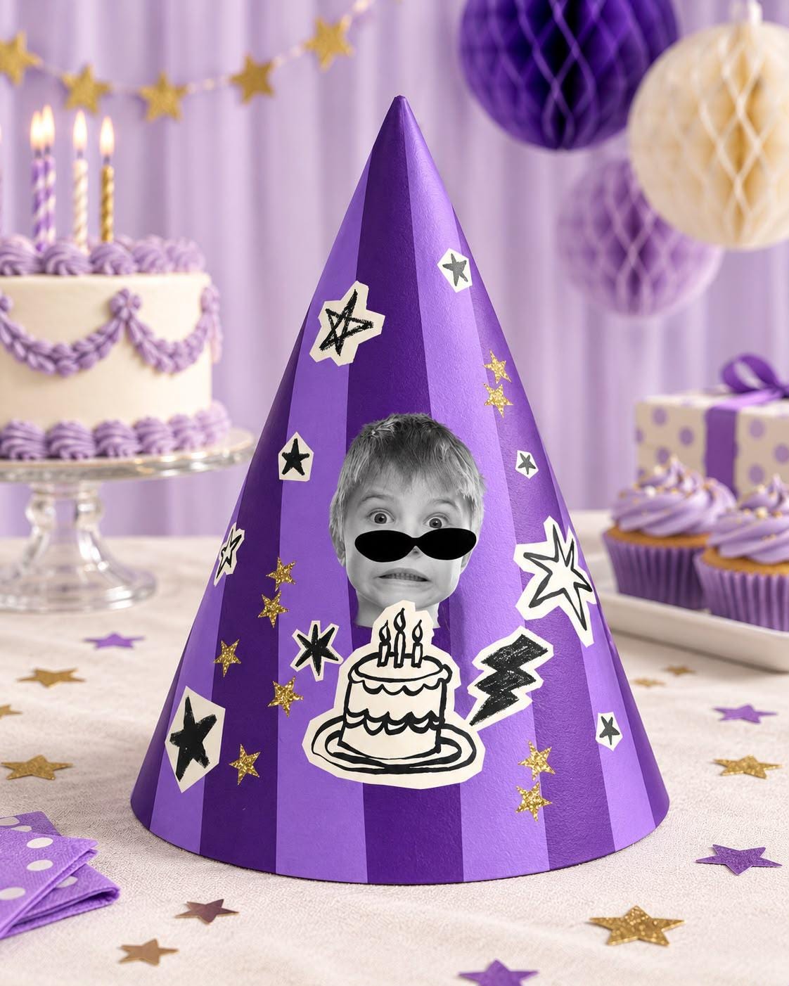 Personalized Photo Birthday Party Hat, Custom Face Cone Hat, Funny Birthday Hat, Custom Photo Party Favor, Birthday Party Decor