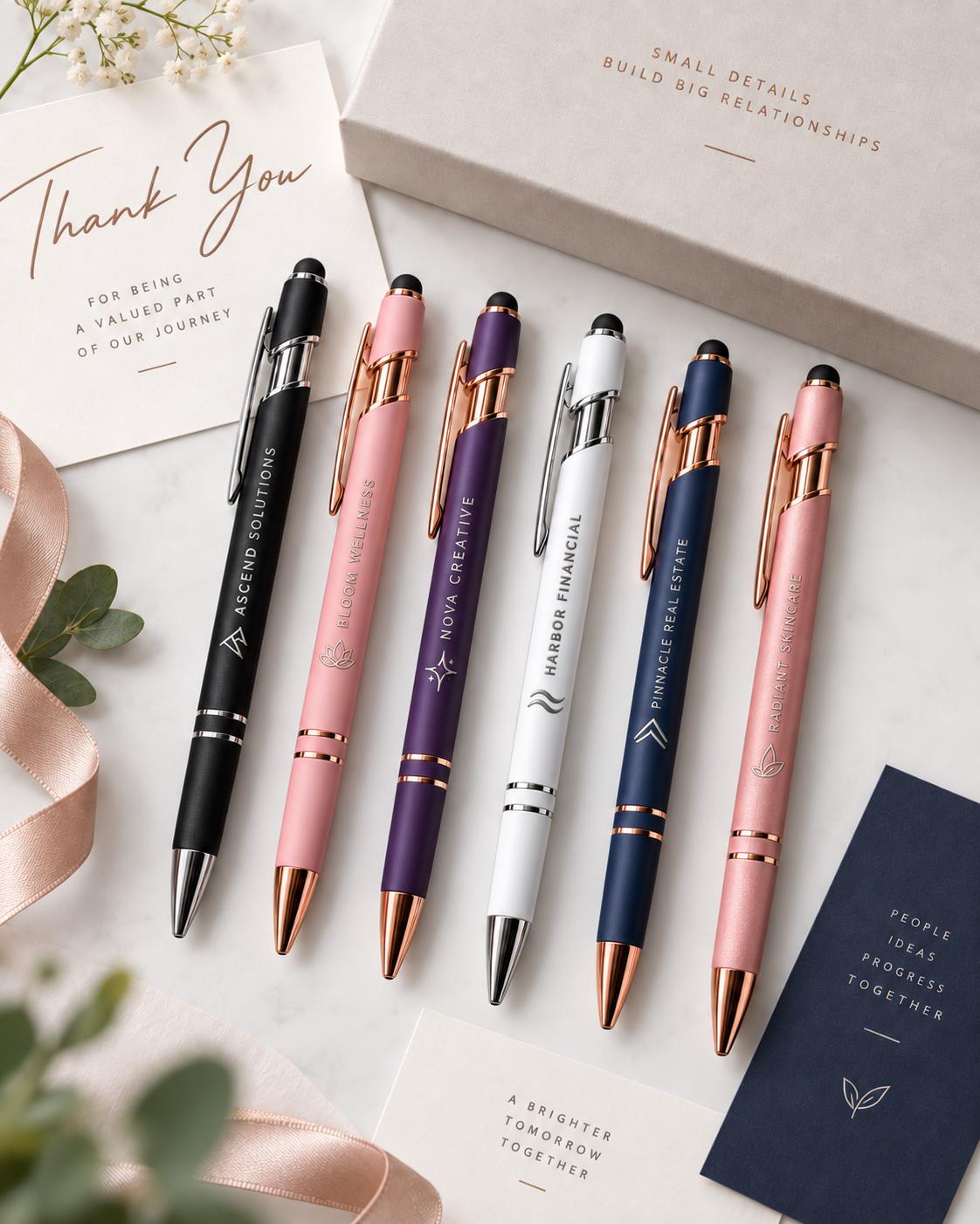 Personalized Laser Engraved Stylus Pens, Custom Logo Pens, Business Promotional Pens, Bulk Branded Company Pens, Client Gifts