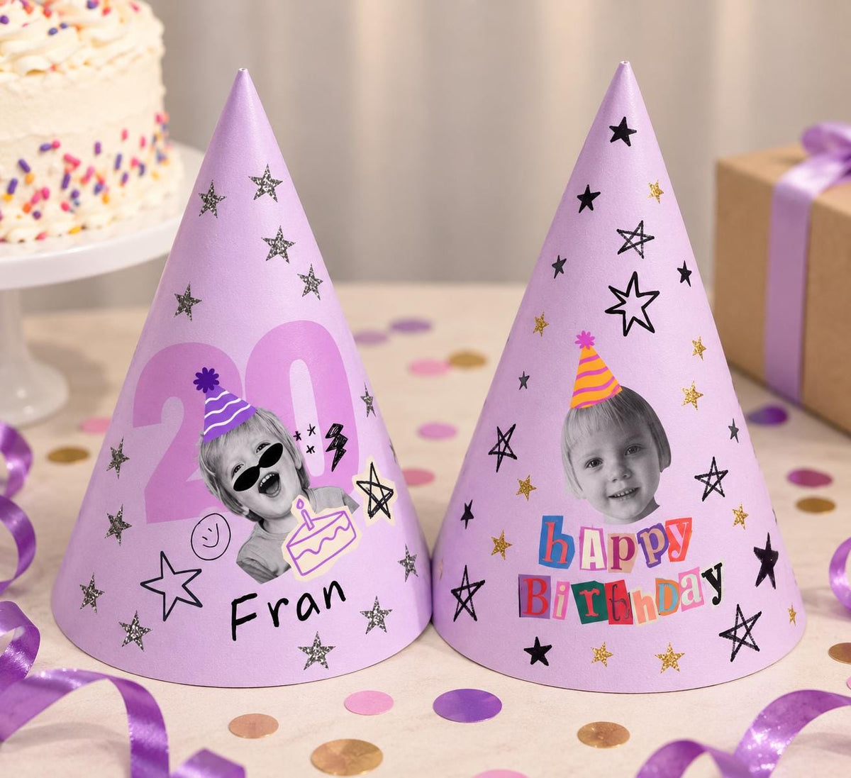 Personalized Photo Birthday Party Hats, Custom Face Party Hat, Age and Name Birthday Hat, Kids & Adult Party Hats, Custom Birthday Decor