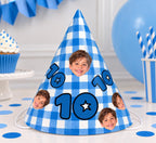 Personalized Photo Birthday Party Hats, Custom Face Party Hat, Age Birthday Hats, Gingham Party Hat, Kids & Adult Birthday Decor
